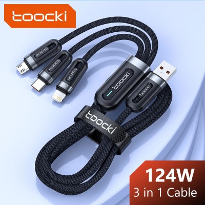 Toocki 6A 3in1 Fast Charging Cable USB Type C Type-C Mobile Phone Cable for iPhone X Xiaomi Oneplus Realme Poco USB Micro Cables,Male watch,sport male watch,sport watches men waterproof,waterproof digital sports watch,smart watches,blood pressure sleep monitor,smartwatch fitness,watches heart rate