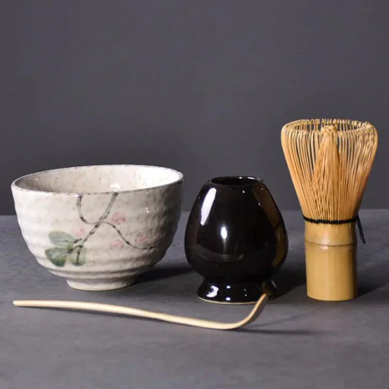Most Popular Traditional Matcha Bowl Whisk Scoop Kit Bamboo Chasen Chashaku Stand Holder Japanese Green Tea Cup Gift Set