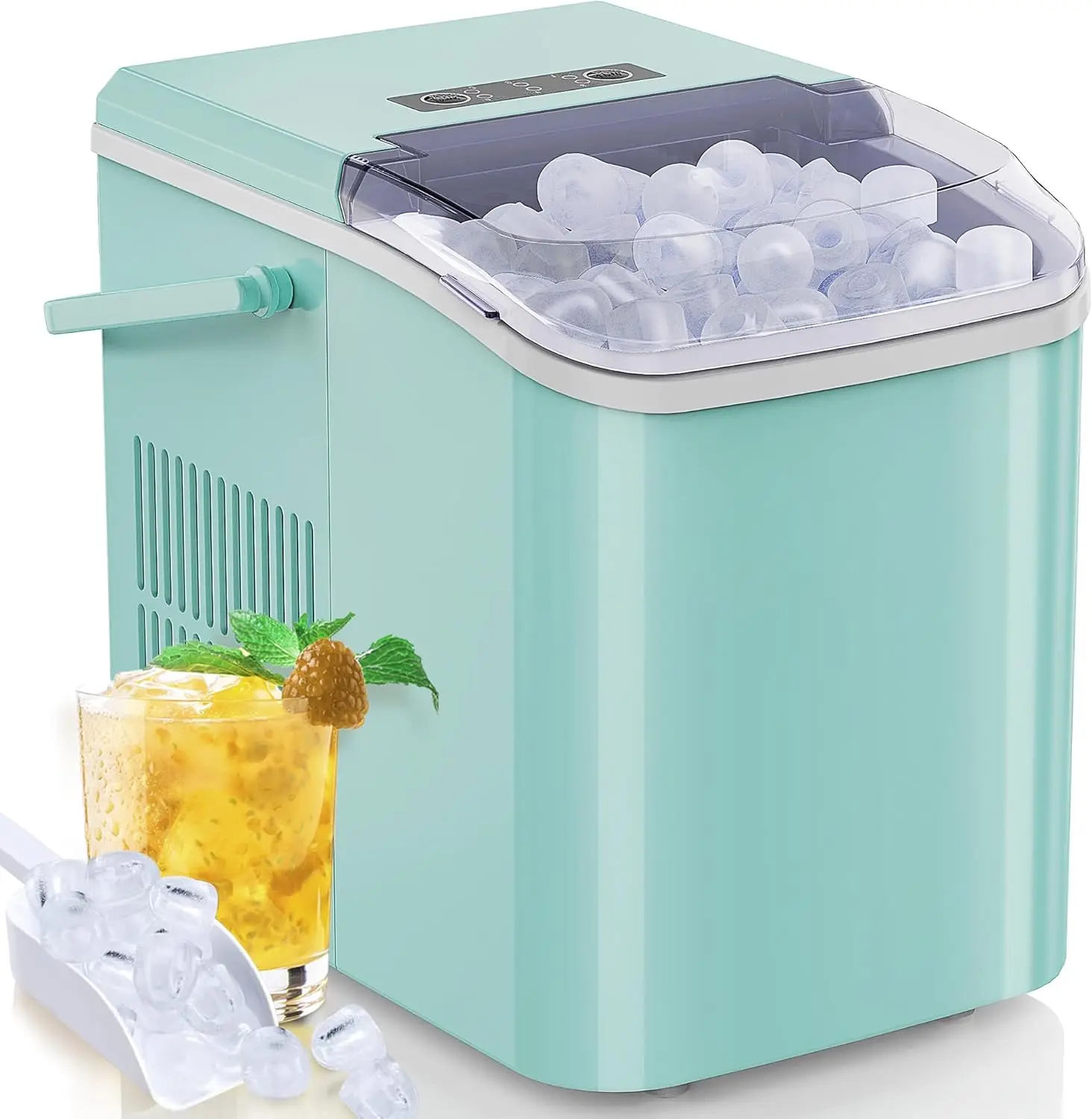 Countertop Ice Maker, 9 Cubes in 6 Mins, 26lbs in 24Hrs, 2 Sizes of Bullet Ice, Auto-Cleaning