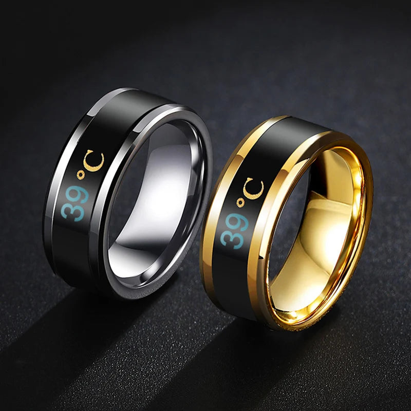 Temperature Couple Ring Titanium Steel Mood Emotion Feeling Intelligent Sensitive Rings for Women Men Fashion Waterproof Jewelry