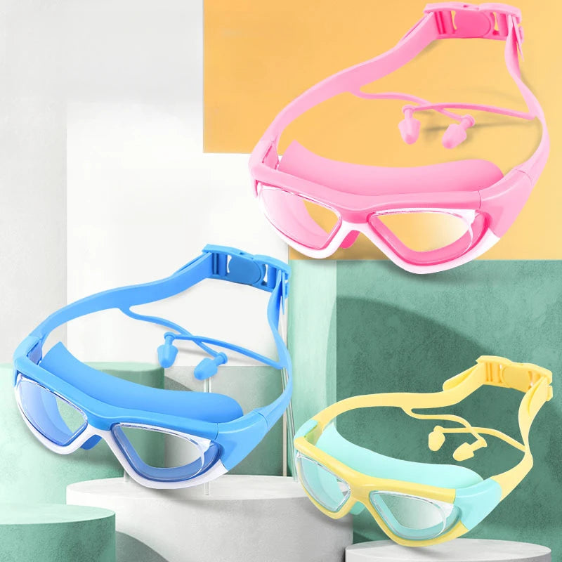 Kids Swimming Goggles Anti Fog Large Frame Comfortable Silicone for Boys Girls Pool Beach Training UV Protection Clear Lens