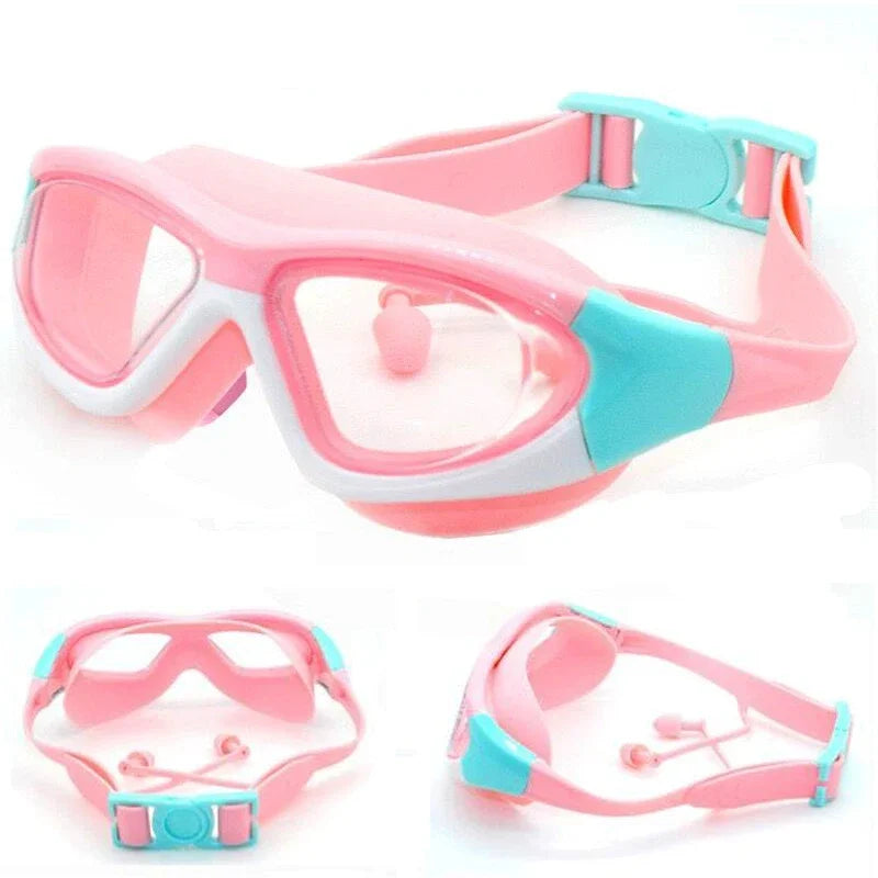 High-definition kidsrens swimming goggles for boys and girls, anti-fog swimming goggles, large-frame goggles, comfortable silic