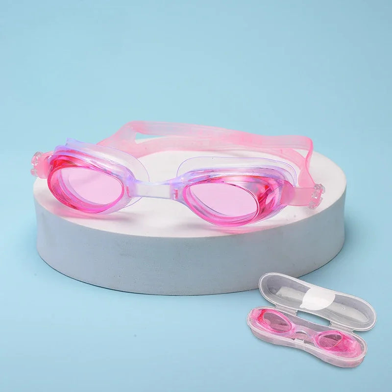 Adult Kids Swimming Goggles Anti Fog Adjustable Waterproof Swim Eyewear with Case UV Protection Clear Lens Pool Beach Training