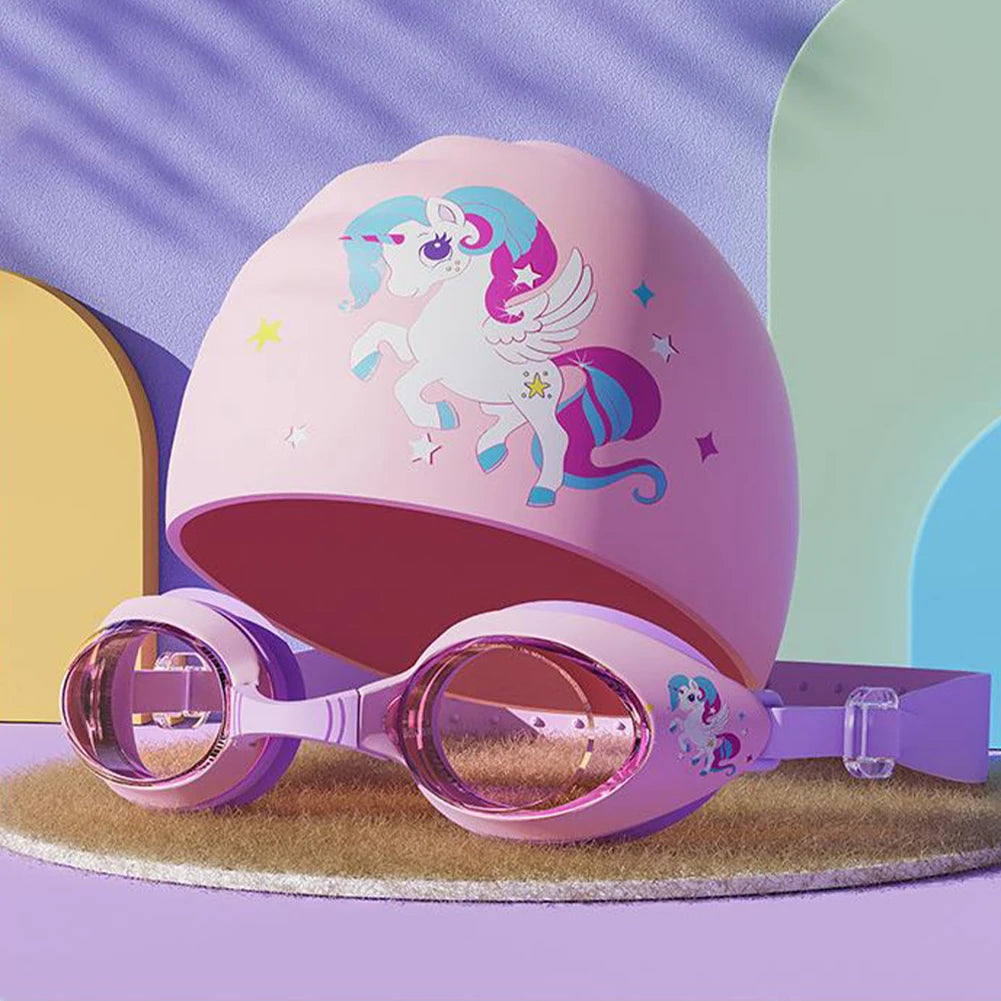 Cartoon Small Frame Swimming Goggles HD Waterproof Anti-Fog Diving Goggles Silicone Cap Professional Swimming Equipment
