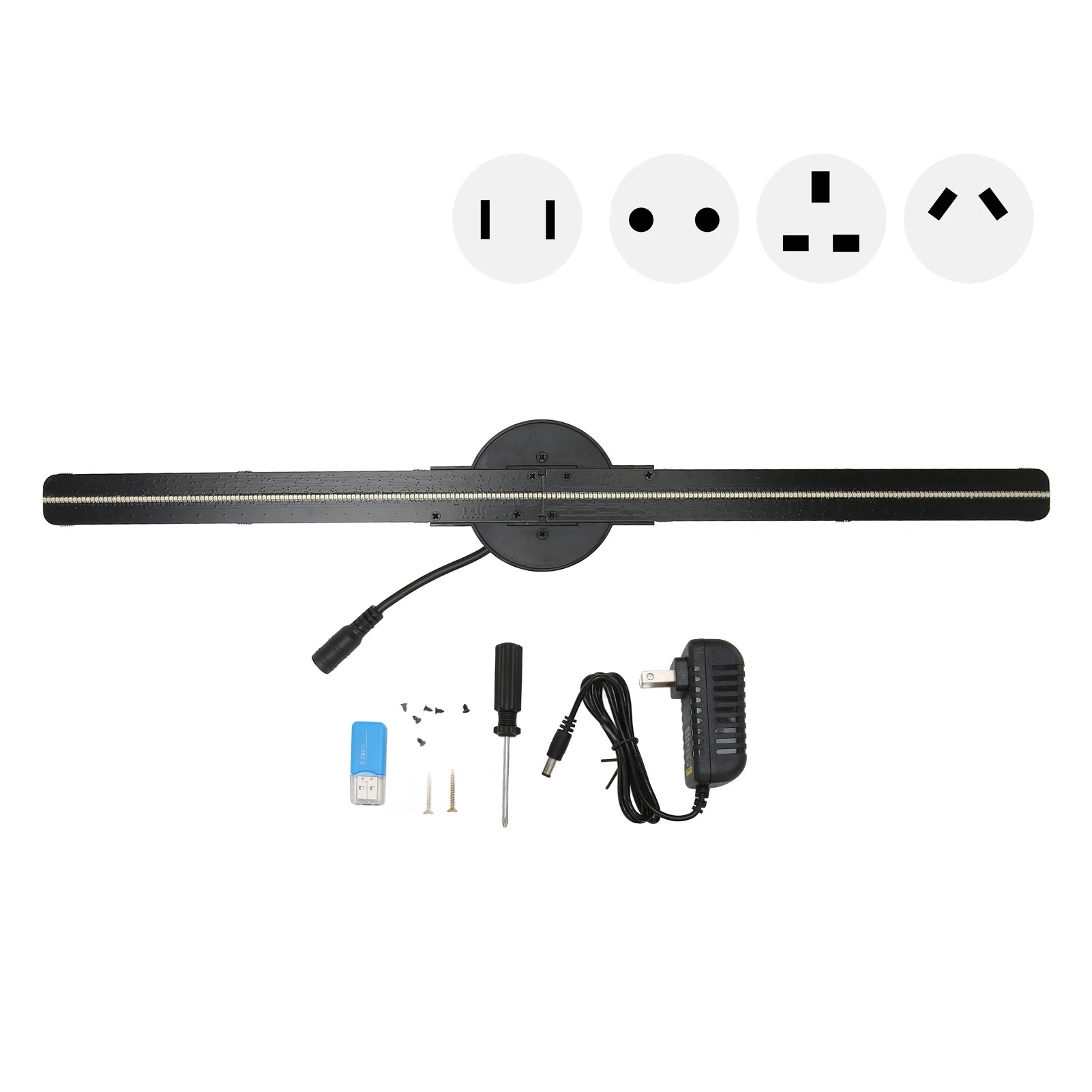 3D Hologram Fan 2 Blades 176 Degree 16.5inch 2000x224 WiFi 3D Projector with 224 LED Light Beads for Business Store Advertising