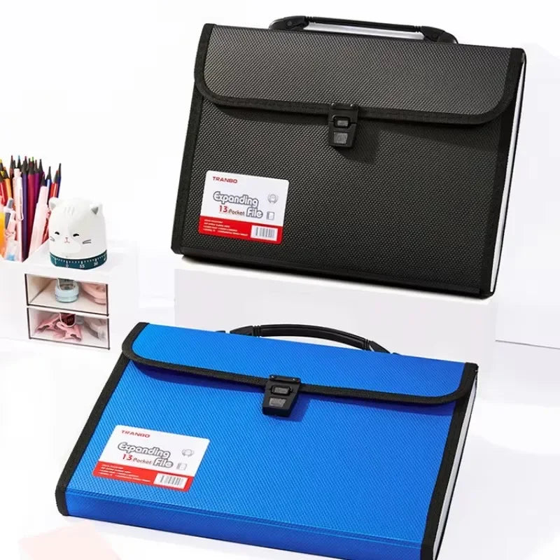 A4 Macaron Vertical Hand-held Bag A4 Paper File Folder Large Capacity Multi-layer Expanding Sorting Storage Bag Folder Student