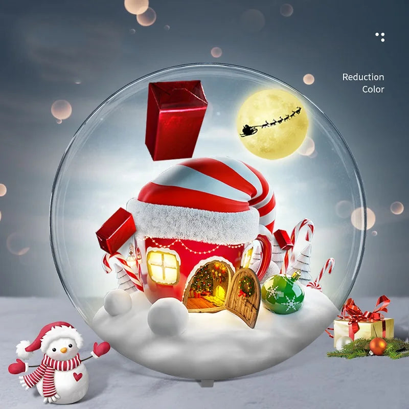 Desktop 3D Holographic Advertising Lights LED With Transparent Cover Holographic Fan Holiday Gifts 3D Hologram Fan Light