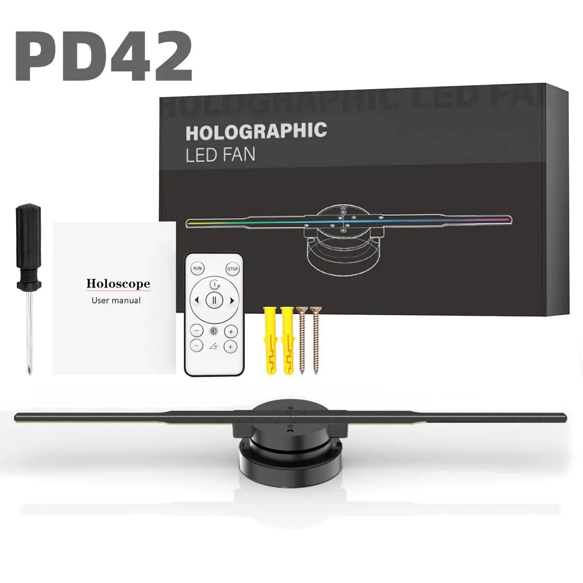42cm 3D HD Hologram Fan Projector SD LED Sign Holographic Player Support Image Video Shop Bar Party Advertising Display Light