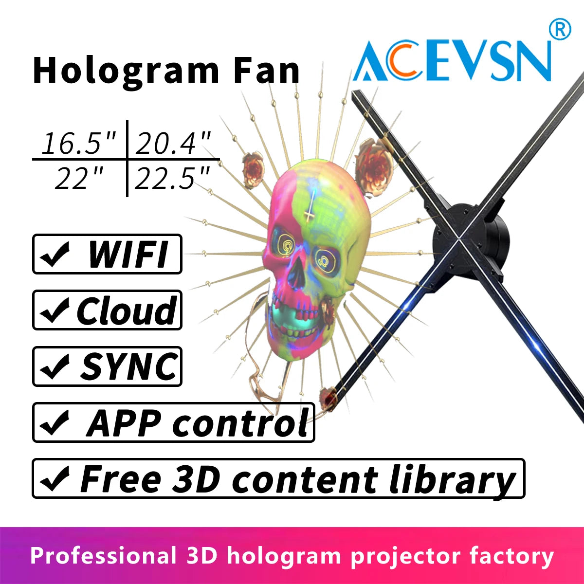 3D Hologram Fan for Advertising/Stage/Wedding Air Floating LED Display, High Brightness Holographic Fan 24H Continuous Working