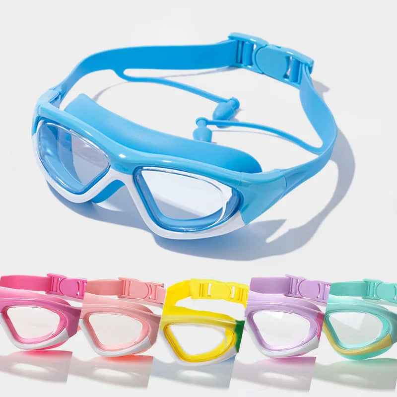 High-definition kidsren's swimming goggles for boys and girls, anti-fog swimming goggles, large-frame goggles, comfortable silic