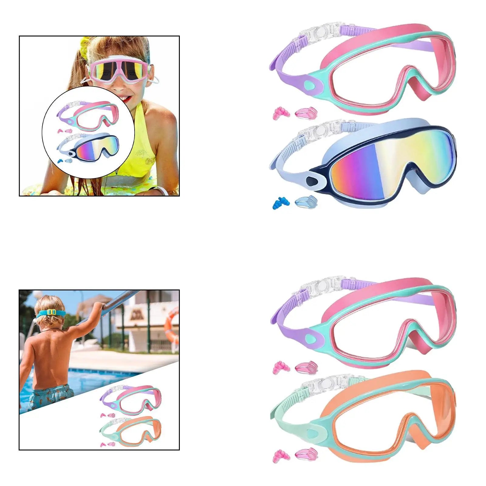 2Pcs Kids Swim Goggles for Kids 3-15 Years Old Professional Child Goggles