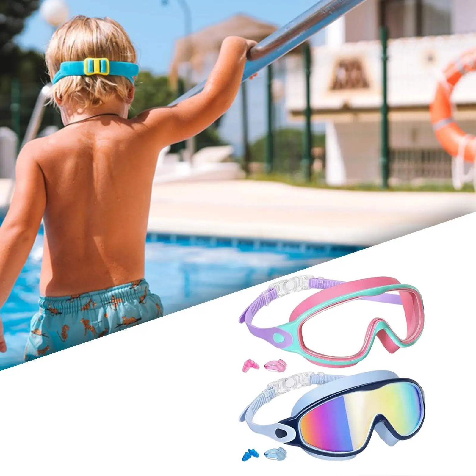 2Pcs Kids Swim Goggles for Kids 3-15 Years Old Professional Child Goggles