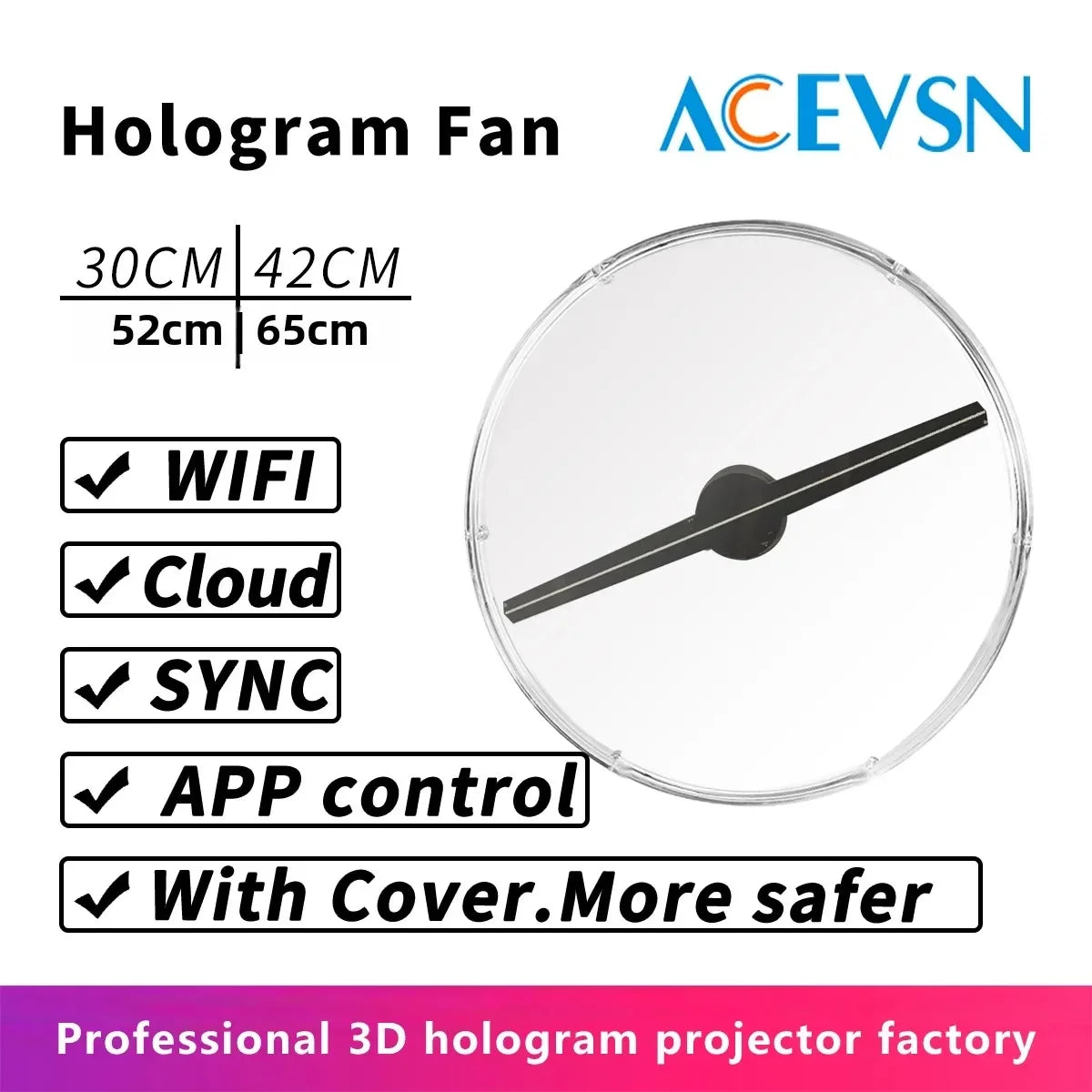 3D Hologram Fan [27CM-65CM] LED Holographic Display Projector for Store Advertising, Mini Hologram 3D Sign with Bright effect