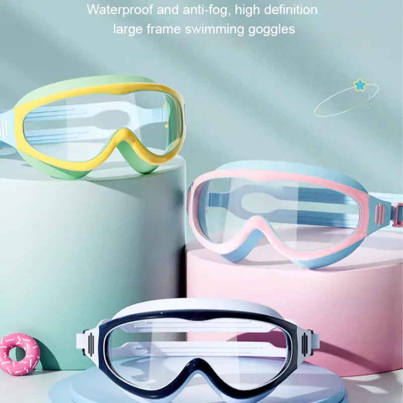 Children's swimming goggles large frame waterproof anti-fog swimming glasses HD girls boys swimming goggles equipment