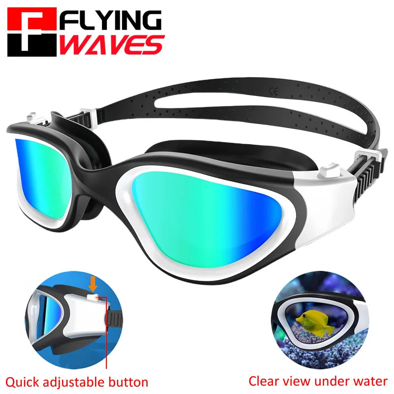Coated Swimming Goggles for Women Men Anti Fog Anti UV Unisex Adult Quick Adjustable Silicone Swim Diving Goggles