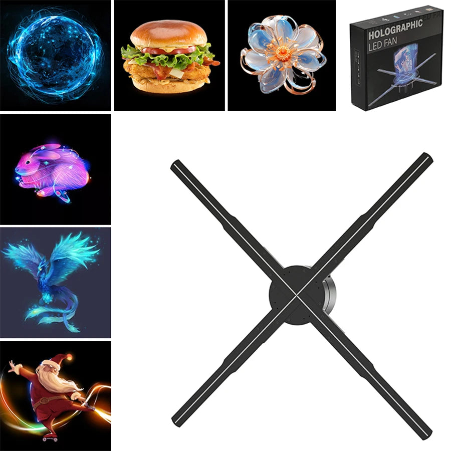 65cm 3d holographic projector Rotating fan screen holographic light display naked eye 3d HD picture advertising light LED sign