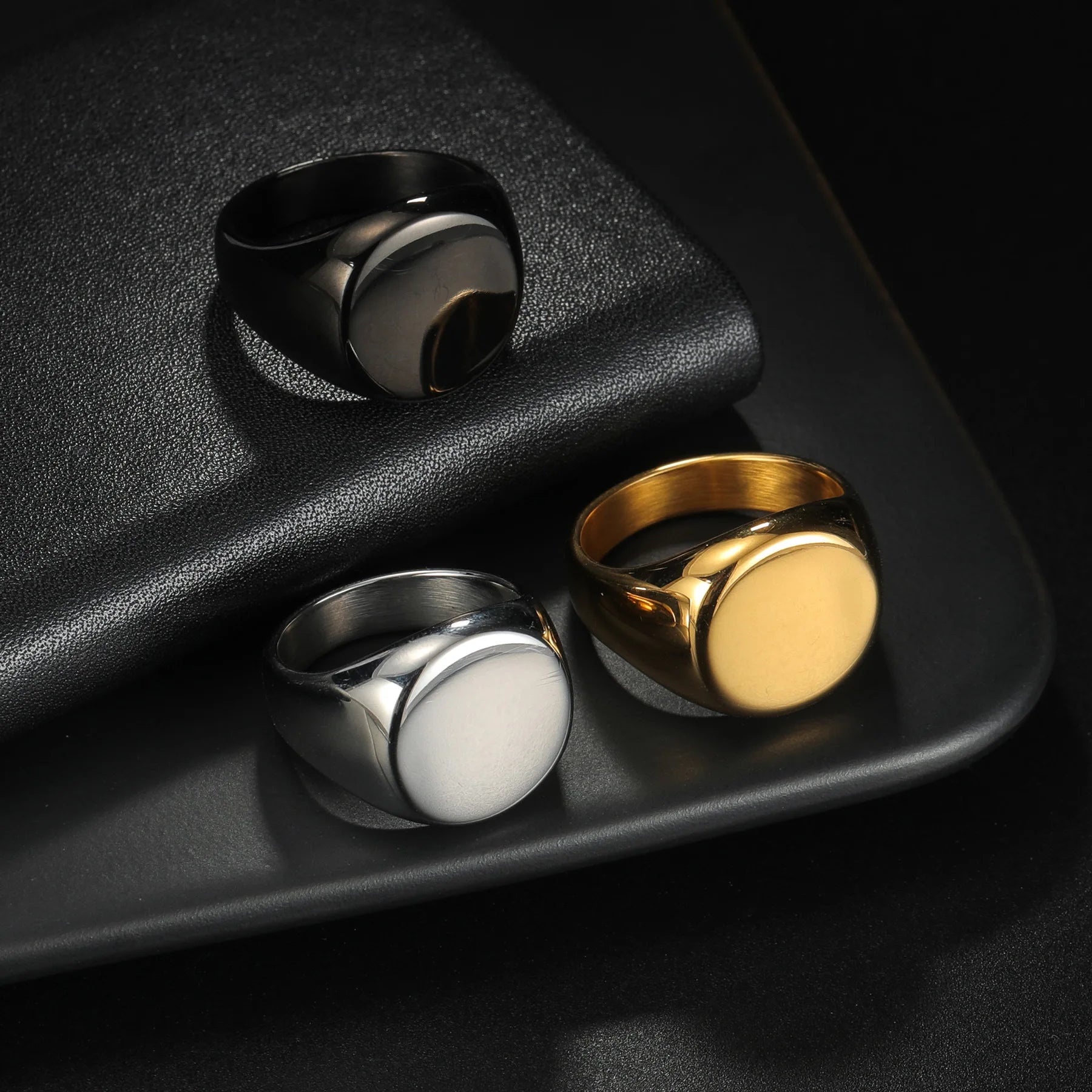 HNSP 316L Stainless Steel Round Smooth Ring For Men Male 2025 New Finger Jewelry Accessories