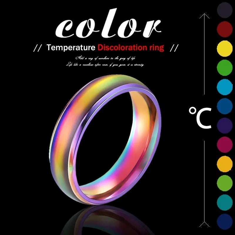 Stainless For Women With Warm Mood, Color Change, And Coldness Instagram Style 6mm TiTanium Steel Ring Jewelry