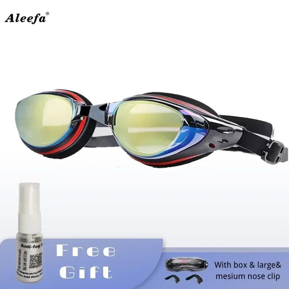 Adult Kids Swimming Glasses Myopia Goggles glasses with Degree,Replacable Nose Frame and Anti-fog Spray