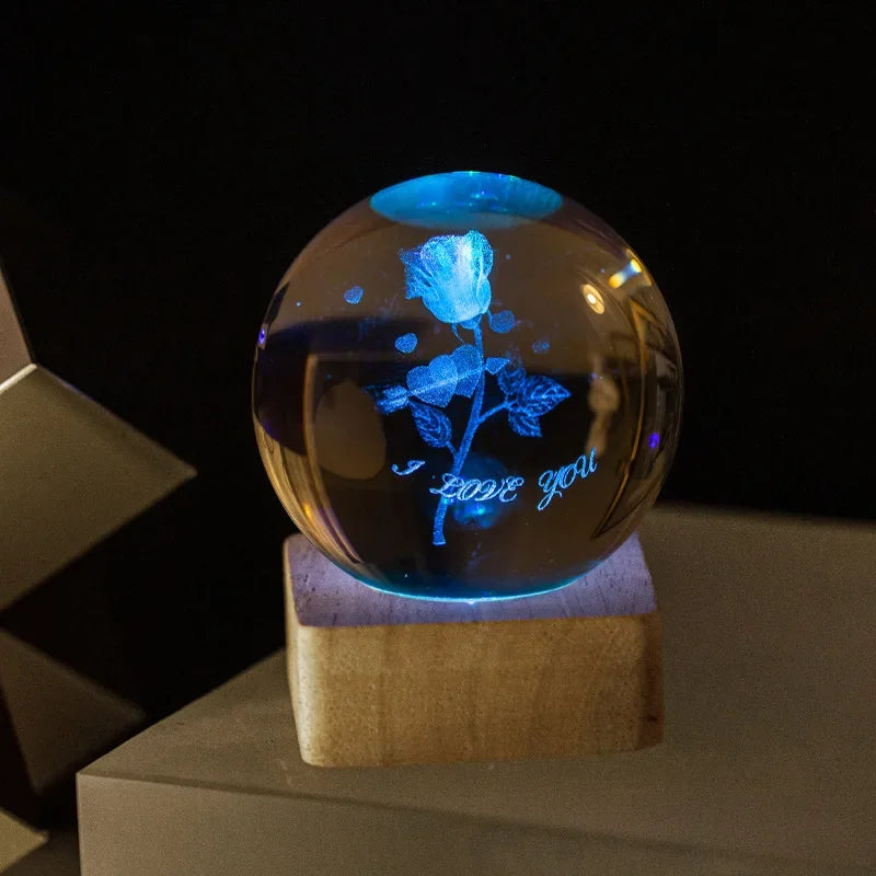 3D Crystal Ball Luminous Galaxy Solar System Rain Cloud Series Crystal Ball Nightlight Carved Bedroom Decoration Birthday Gift