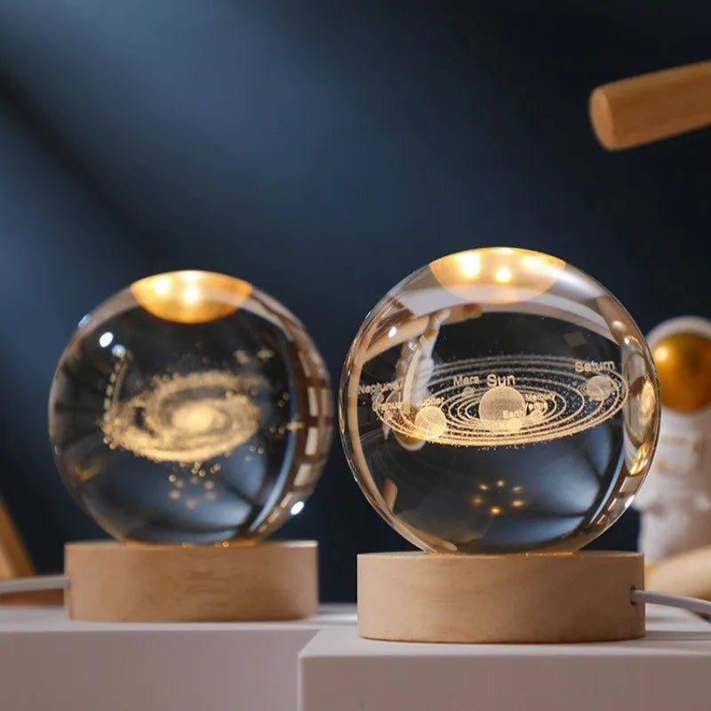 Exquisite 3D Santa Claus Crystal Balls Luminous Saturn Solar System Glass Sphere Unique Ornaments Snow Globe Home Decoration