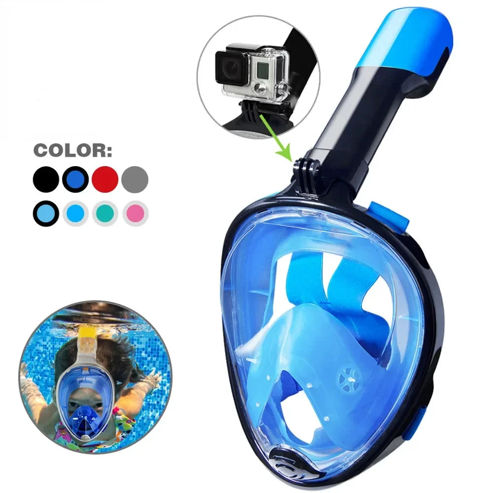Professional Snorkeling Diving Mask Underwater Scuba Full Face Snorkel Mask Anti Fog Goggles for Kids Adult Swimming Equipment