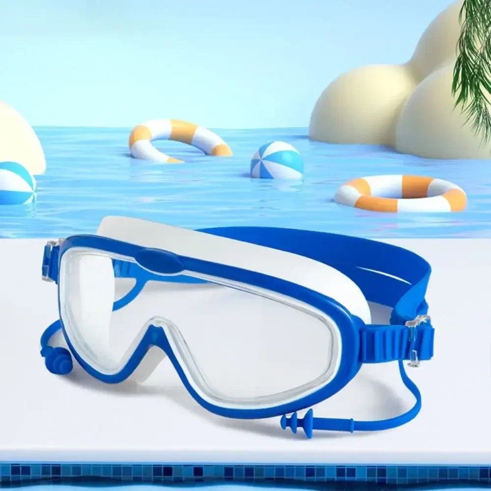Children's Anti-Fog Swim Goggles - Big Frame HD Waterproof for Pool Beach Boys Girls Adjustable Multi-Color Kids Swimming Gear