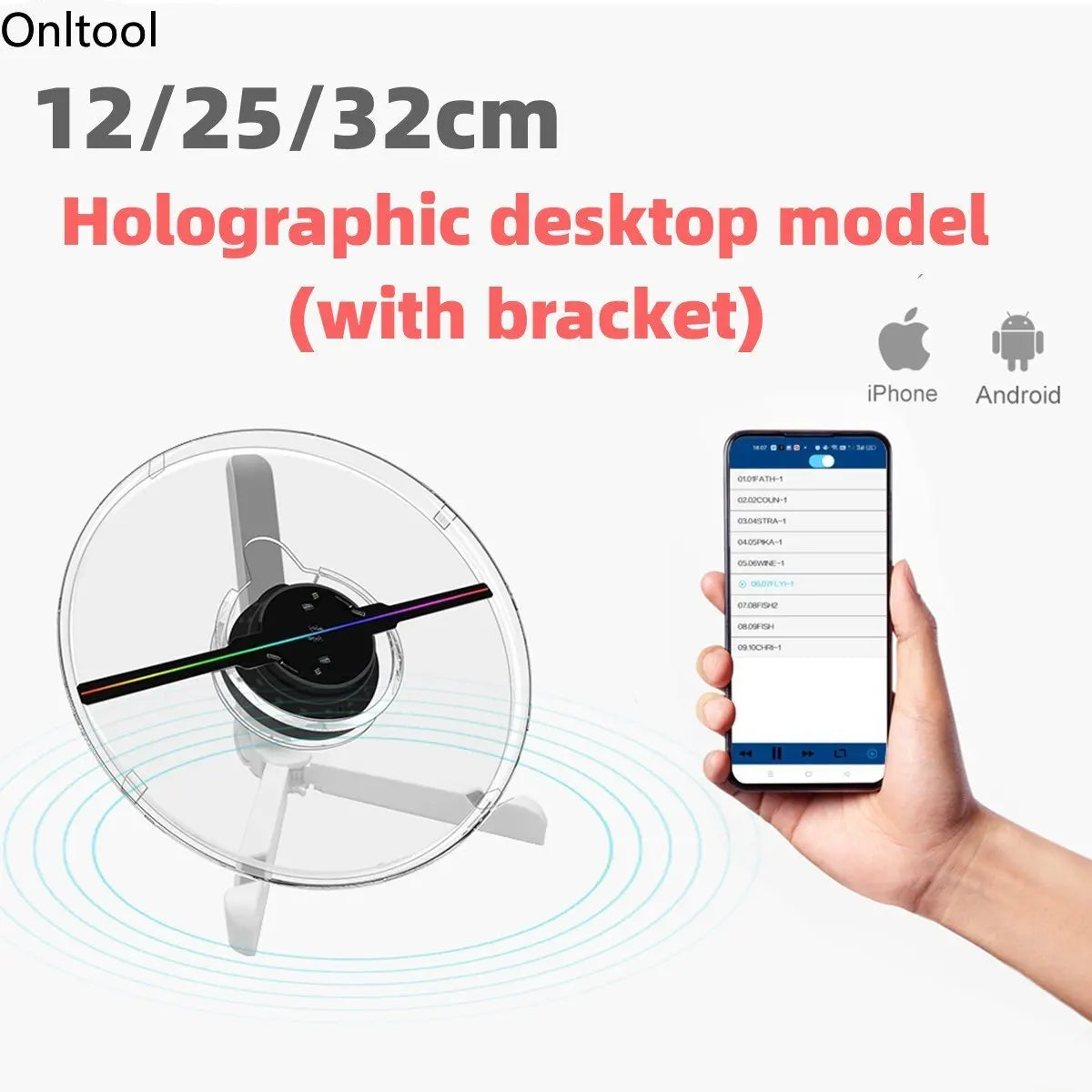 Newest 12-42cm 3D Desktop Fan Hologram Projector Logo Projector Commercial Advertising Display With Cover 3D Projector Light