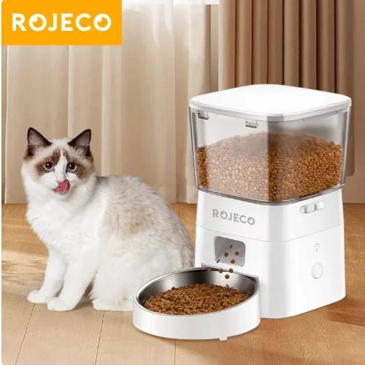 ROJECO 2L Smart WIFI Dog Feeder Automatic Cats Kibble Dispenser With Remote Control for Pet Dogs Auto Food Bowl Feeding Supplies