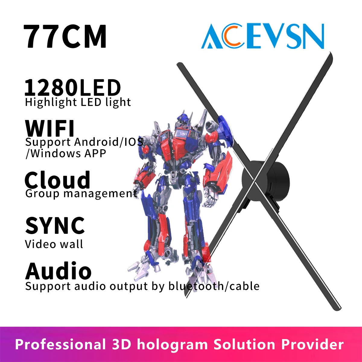 ACEVSN 3D Hologram Fan 77CM 1280pcs Holographic projector support video wall Christmas Tree Advertising Led Display For Even