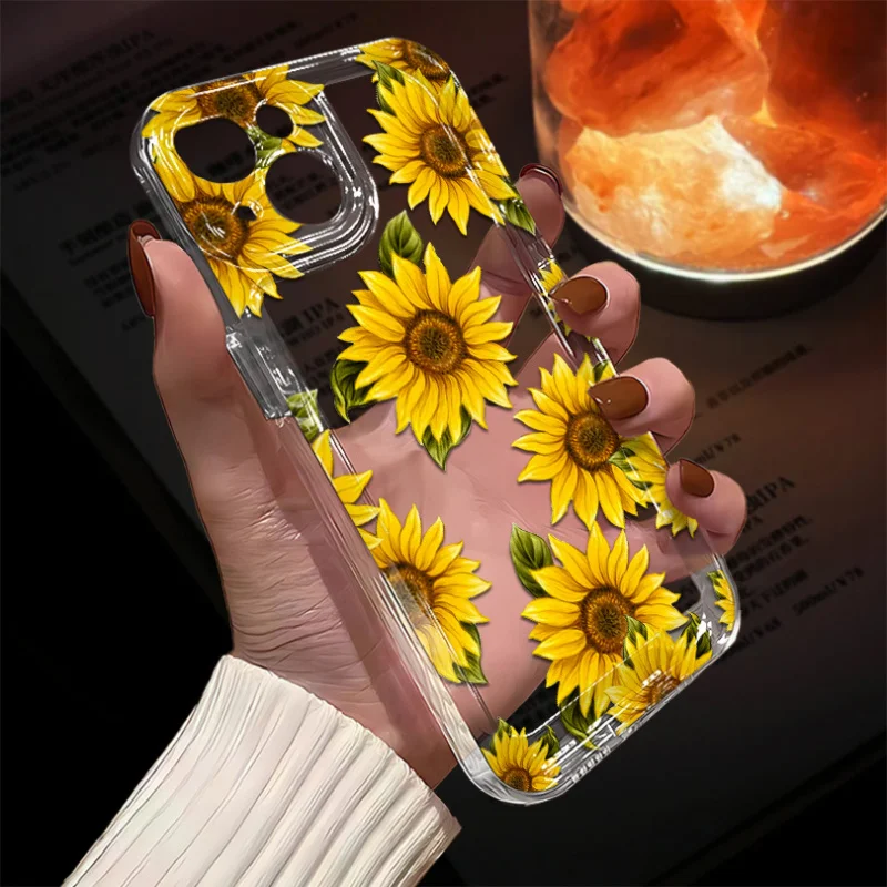 Sunflower graphic phone case for iPhone 15 14 13 12 11 x XR Xs SE2 SE 8 7 plus pro Max mini TPU back cover