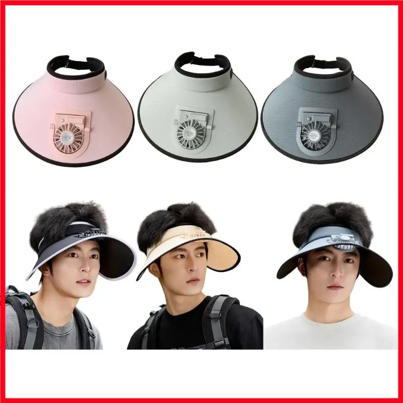 F3MF Breathable Cooling Fan Hat USB Powered Adjustable Speed Fan Wide Brims Protective Hat for Men Women Outdoor Enthusiasts