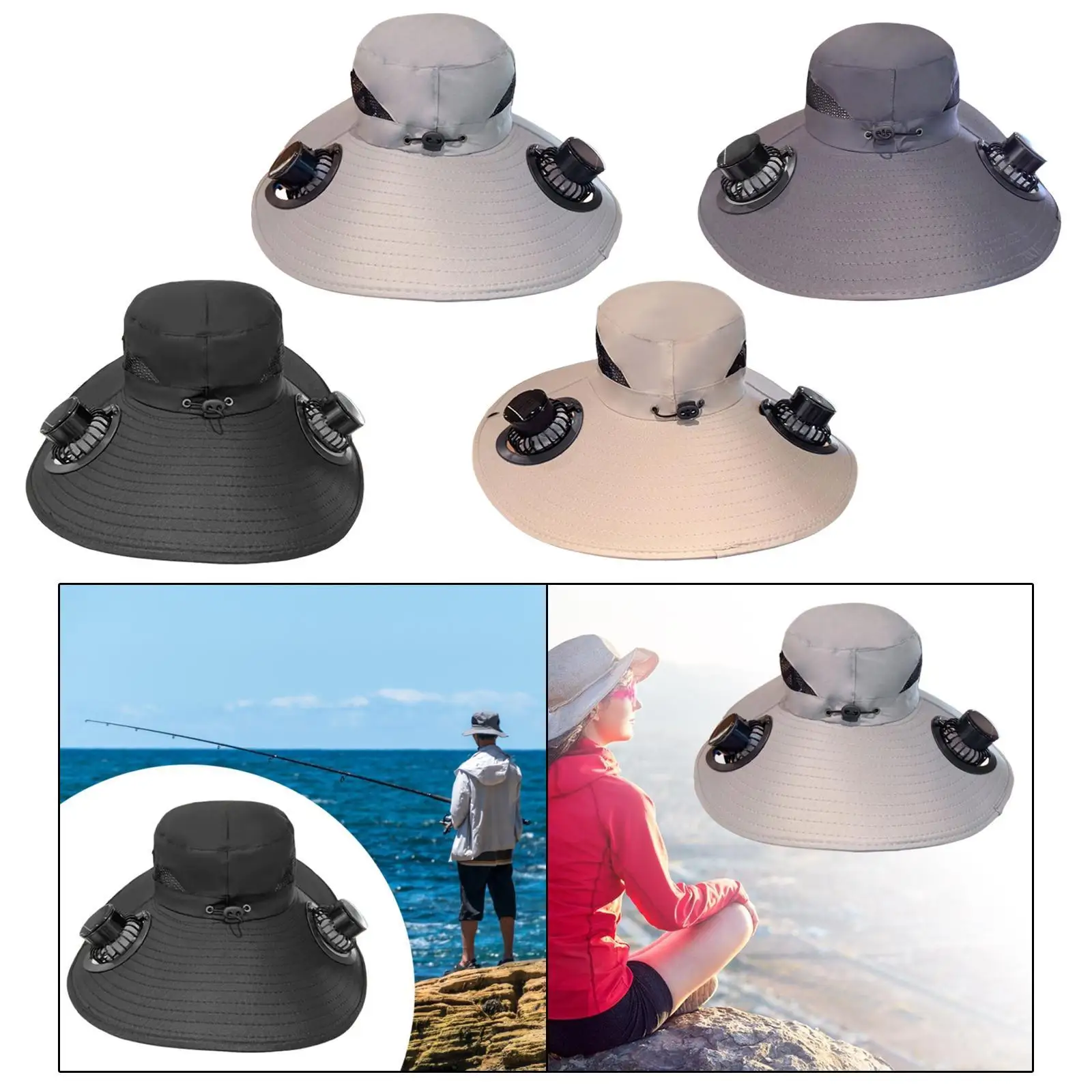 Outdoor Solar Fan Hat Bucket Hat Comfortable Sun Hat Cooling Fan Fishing Cap