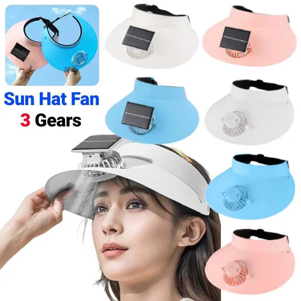 Sun Visor Hat with Fan Solar & USB Charging Sun Protection Hat Breathable Summer Cooling Fan Hat for Outdoor Camping Fishing