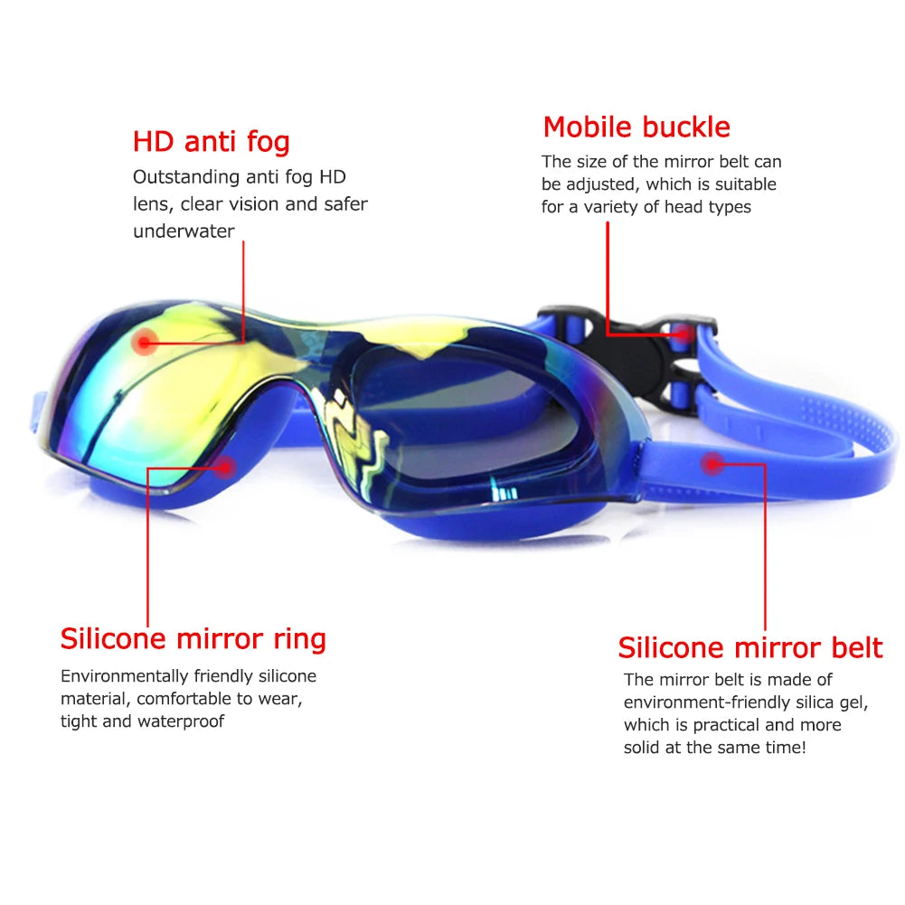 Professional Swim Glasses Anti-Fog Electroplate Diving Glasses No Leaking Swim Sports Eyewear for Women Men Youth Kids