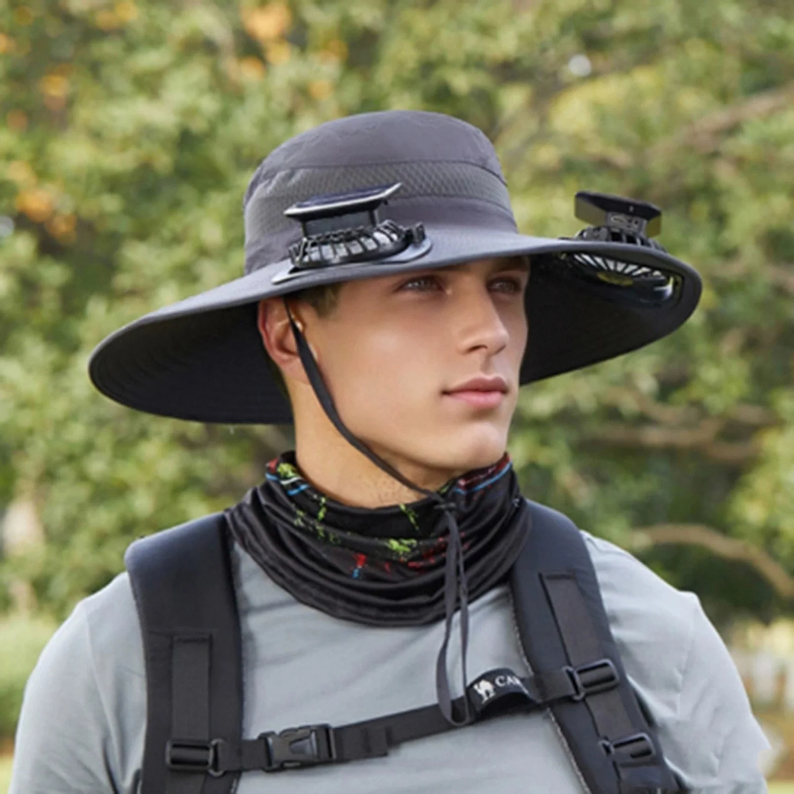 2025 Fashion Sunhats Wide Brim Solar Fan Hat Outdoor Sun Hats With 2 Solar Fan Fishing Cap Solar Powered Fan Sports Cap Hot Sale