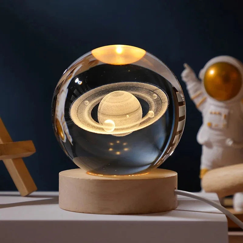 USB Night Light  Crystal Ball Table Lamp 3D Moon Planet Galaxy Decor for Home Table Lamp Party Toys for Kids Adult Xmas Gifts