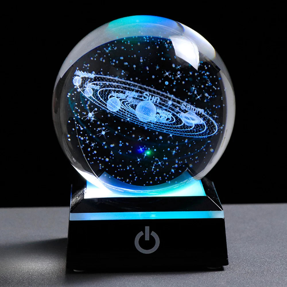 USB Night Light LED Crystal Ball Table Lamp 3D Moon Planet Galaxy Decor for Home Table Lamp Party Toys for Kids Adult Xmas Gifts