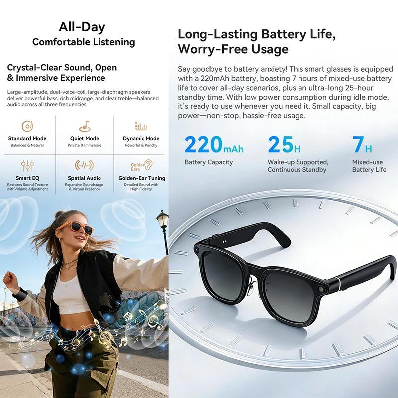 2026 Ultra AI Smart Glasses 1200P Camera ChatGPT Voice Assistant 32GB Storage Real time Translation Bluetooth Music Sunglasses - view 7