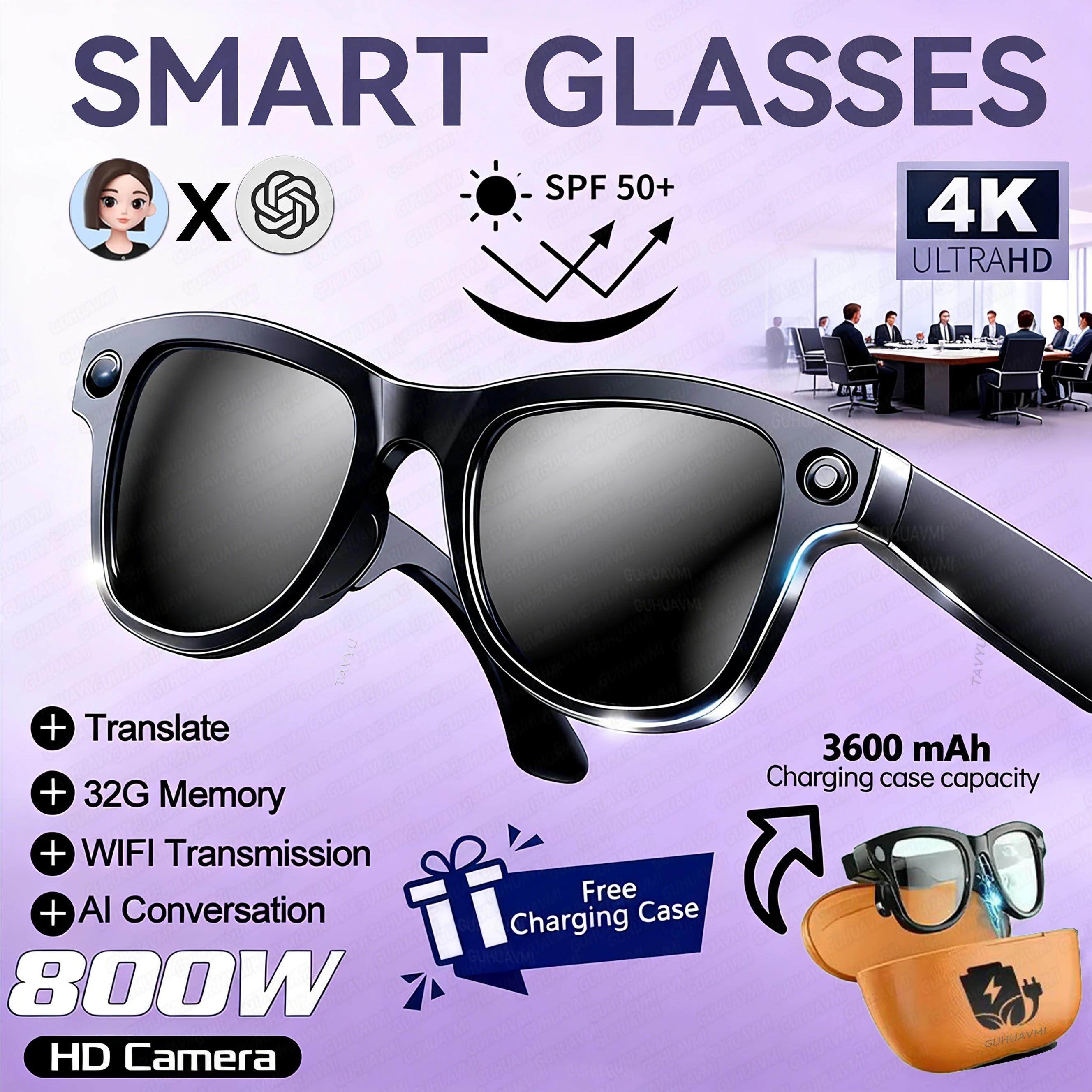 CoolWiz Smart Glasses Baru 3600MAh Pengecas Mudah Alih M02ultra Wanita 800W Kamera AI Terjemahan Rakaman Video Pemain Muzik Cermin Mata Panggilan Lelaki Untuk Sukan Luar Penggunaan Harian - view 8