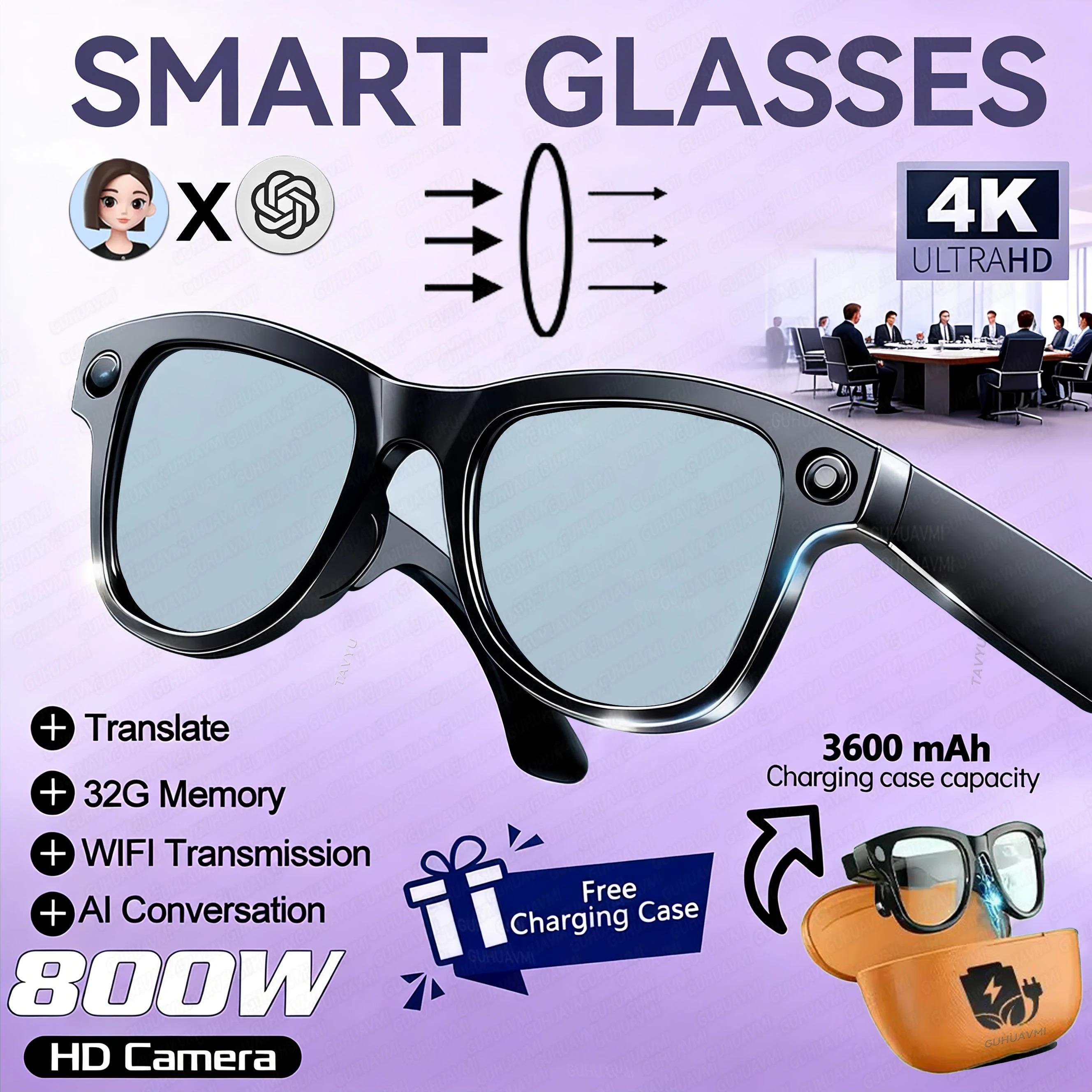 CoolWiz Smart Glasses Baru 3600MAh Pengecas Mudah Alih M02ultra Wanita 800W Kamera AI Terjemahan Rakaman Video Pemain Muzik Cermin Mata Panggilan Lelaki Untuk Sukan Luar Penggunaan Harian - view 9
