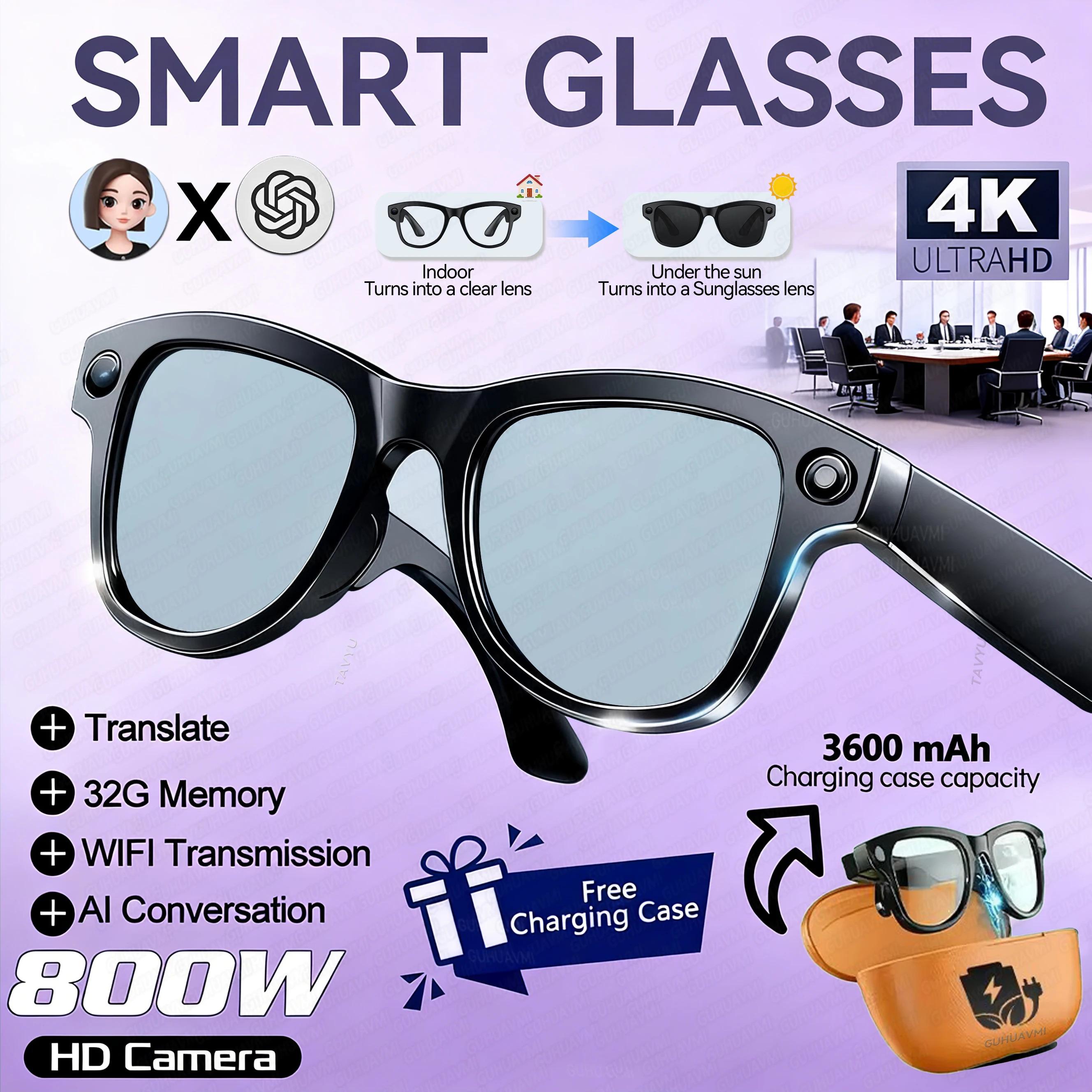 CoolWiz Smart Glasses Baru 3600MAh Pengecas Mudah Alih M02ultra Wanita 800W Kamera AI Terjemahan Rakaman Video Pemain Muzik Cermin Mata Panggilan Lelaki Untuk Sukan Luar Penggunaan Harian - view 10