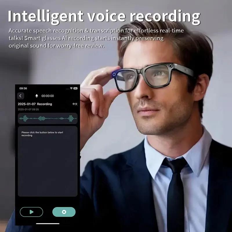 CoolWiz smart glasses with a 1080P video camera, black sunglasses, Bluetooth call translation, music playback, recording, men’s photochromic glasses for outdoor sports and everyday use - view 4
