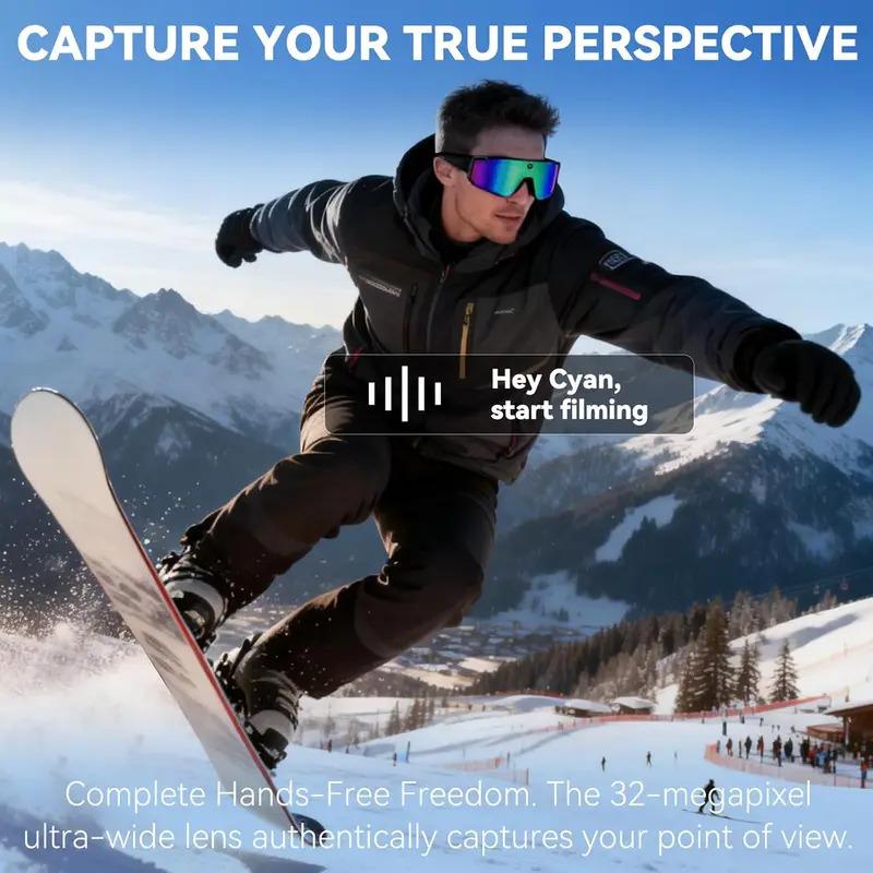 CoolWiz WiFi smart 8MP camera glasses for men, 1080p HD video recording, 32GB storage, polarized sunglasses with AI voice dialogue translation, suitable for sports and outdoor daily use - view 4