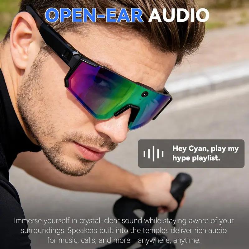 CoolWiz WiFi smart 8MP camera glasses for men, 1080p HD video recording, 32GB storage, polarized sunglasses with AI voice dialogue translation, suitable for sports and outdoor daily use - view 5