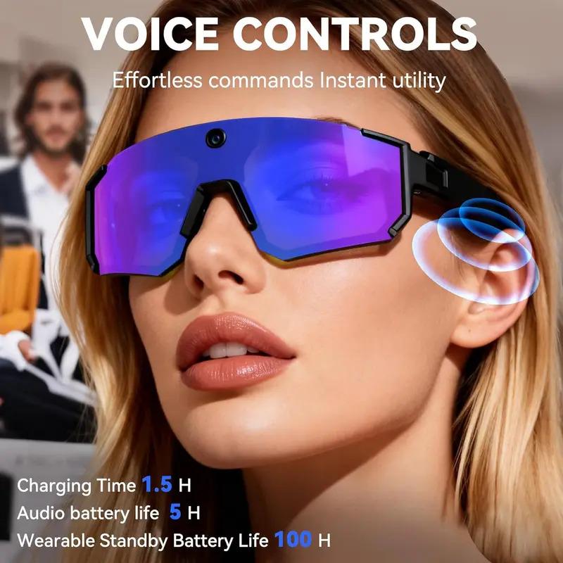 CoolWiz WiFi smart 8MP camera glasses for men, 1080p HD video recording, 32GB storage, polarized sunglasses with AI voice dialogue translation, suitable for sports and outdoor daily use - view 6
