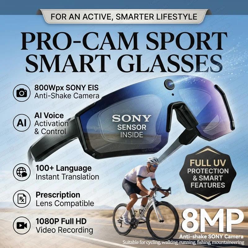 CoolWiz WiFi smart 8MP camera glasses for men, 1080p HD video recording, 32GB storage, polarized sunglasses with AI voice dialogue translation, suitable for sports and outdoor daily use - view 7