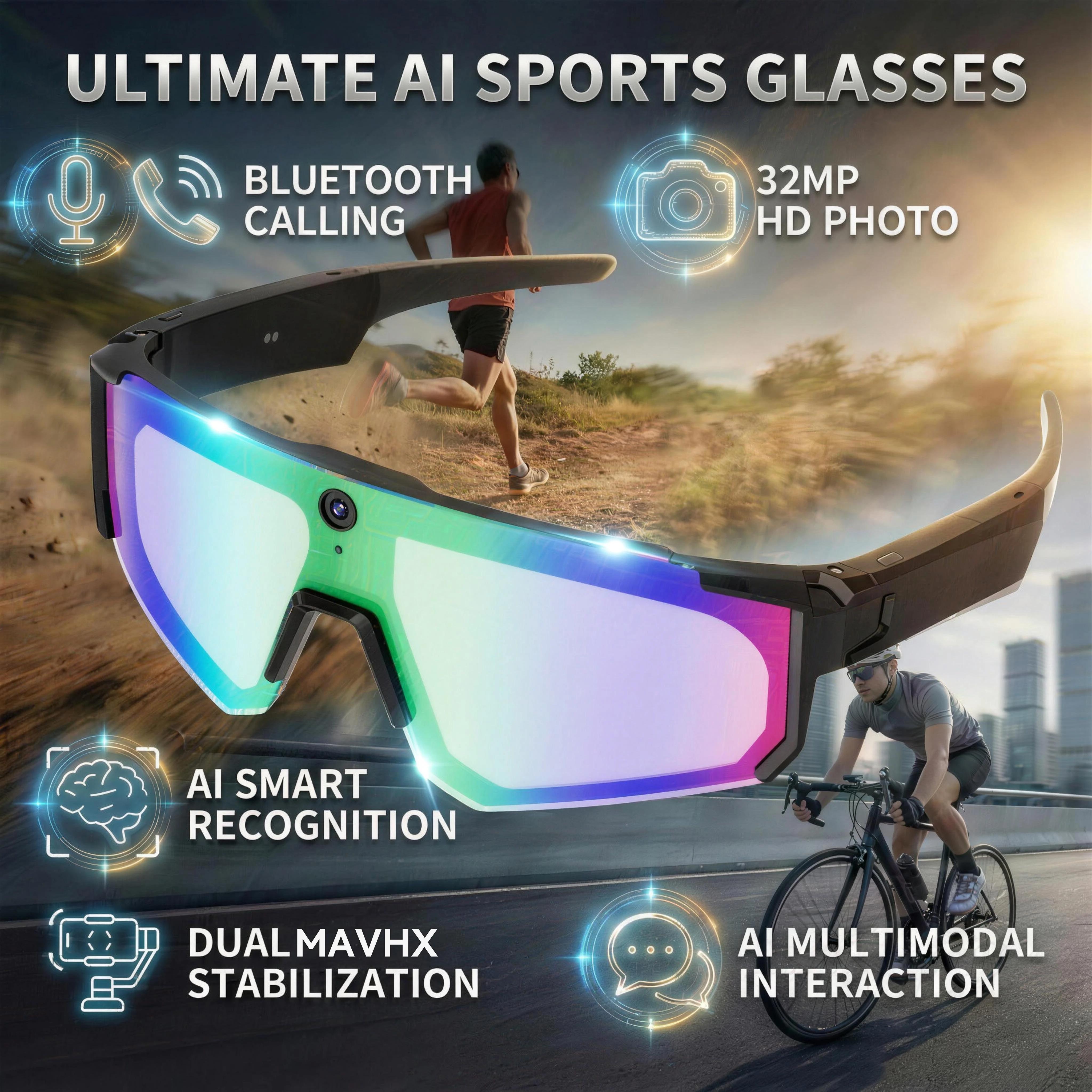 CoolWiz WiFi smart 8MP camera glasses for men, 1080p HD video recording, 32GB storage, polarized sunglasses with AI voice dialogue translation, suitable for sports and outdoor daily use - view 8