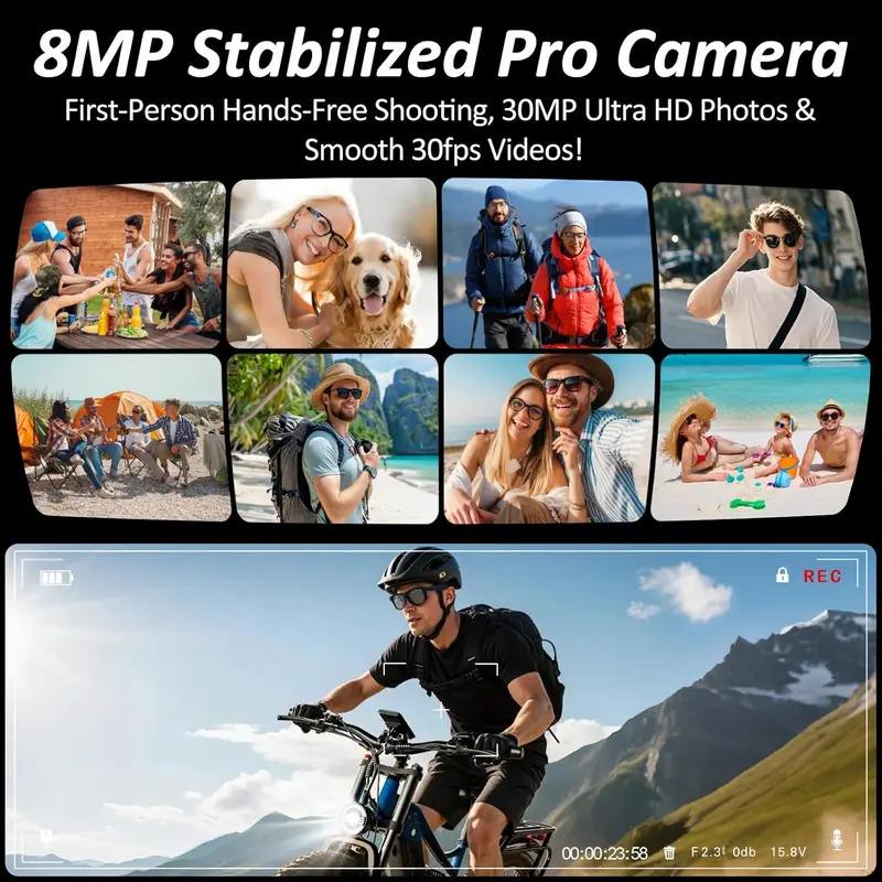 CoolWizNew 3600MAh Sarung Pengecas Cermin Mata Pintar AI Lelaki 800W Kamera Pixel 1080P Video POV 100+Terjemahan Pembantu AI Cermin Mata Hitam IOS Untuk Sukan Luar Penggunaan Harian - view 3