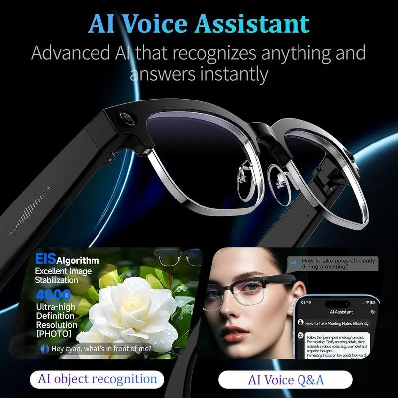 CoolWiz AI Smart Glasses 4K HD with Color Change, 8MP Camera, 1080p Video, AI Music Player, AI Calls, AI Sports Glasses for Men, for Outdoor Sports and Everyday Use - view 4